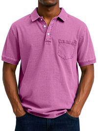 Herren bequemes Denim-Poloshirt | Kurzarm – Rosa