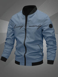 Simon | Herren Bomber Jacket Lässige Polyester Collegejacke Mit Baseball-Kragen – Nebelblau