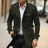 Niklas | Herren Eleganter Wool Coat Klassischer Trenchcoat mit Schulterriemen – Grün