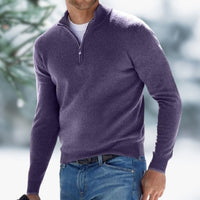 Alexander | Herren Feinstrick Pullover Viertelreißverschluss Knit Sweater – Lila