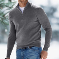 Alexander | Herren Feinstrick Pullover Viertelreißverschluss Knit Sweater – Grau
