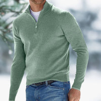 Alexander | Herren Feinstrick Pullover mit Viertelreißverschluss – Grün