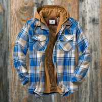 Herren kariert Kapuzenjacke | Winter – Blau