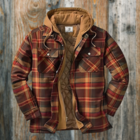 Herren kariert Kapuzenjacke | Winter – Braun