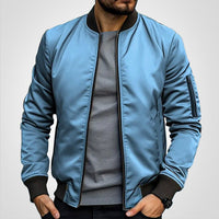 Niklas | Herren Klassische Bomber Jacket Übergangsjacke mit Rippbündchen – Blau