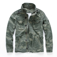 Herren klassische Militärjacke | Übergang – Grün tarnung