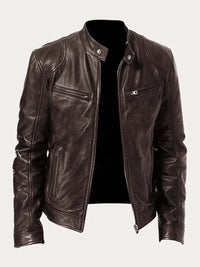 Stefan | Herren Klassische Slim-Fit Echtleder Bikerjacke – Braun