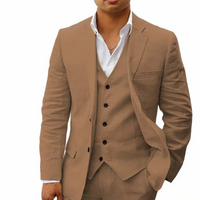 Herren klassisches 3-teiliges Trauzeugen-Set | mit Weste – Braun