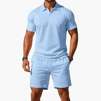 Herren klassisches Poloshirt- und Shorts-Set | Twin – Hellblau