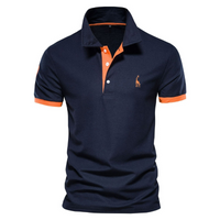 Herren lässiges Polo | Kurzarm – Orange Marineblau