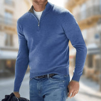 Felix | Herren Leichter Quarter-Zip Strickpullover – Blau