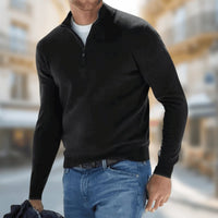 Felix | Herren Leichter Quarter-Zip Strickpullover – Schwarz