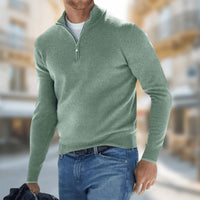 Felix | Herren Leichter Quarter-Zip Strickpullover – Grün