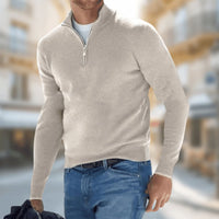 Felix | Herren Leichter Quarter-Zip Strickpullover Knit Sweater – Beige
