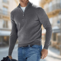 Felix | Herren Leichter Quarter-Zip Strickpullover – Grau
