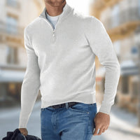 Felix | Herren Leichter Quarter-Zip Strickpullover – Weiß