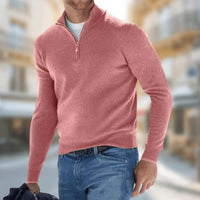 Felix | Herren Leichter Quarter-Zip Strickpullover – Rot
