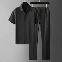 Herren modernes Polo- und Hosen-Set | Komplett – Schwarz
