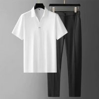 Herren modernes Polo- und Hosen-Set | Komplett – Weiß