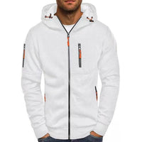 Simon | Herren Kapuzenpullover Strick mit Reißverschluss und Kordelzug – Weiß