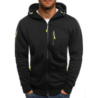 Simon | Herren Reißverschluss Kapuzenpullover Knit Sweater mit Kordelzug – Schwarz