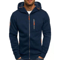 Simon | Herren Kapuzenpullover Strick mit Reißverschluss und Kordelzug – Marine