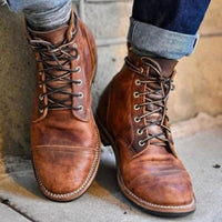Julian | Herren Schnürstiefel Klassische Leder Boots Robuste Gummisohle – Braun