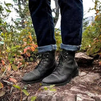 Julian | Herren Schnürstiefel Klassische Leder Boots Robuste Gummisohle – Schwarz