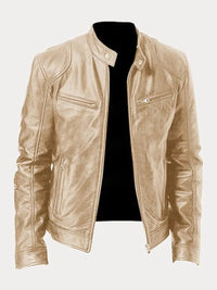 Felix | Herren Slim-Fit Biker Quilted Jacket aus Kunstleder mit Reißverschluss – Gold