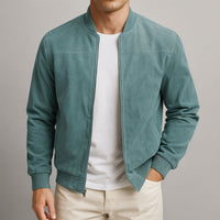 Dominik | Herren Wildleder Bomber Steppjacke – Blau