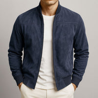 Dominik | Herren Wildleder Bomber Steppjacke – Dunkelblau