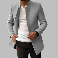 Matthias | Herren Slim-Fit Wool Coat eleganter Stehkragen Mantel – Grau