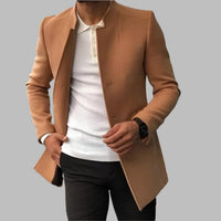 Matthias | Herren Slim-Fit Wool Coat eleganter Stehkragen Mantel – Karamell