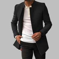 Matthias | Herren Slim-Fit Wool Coat eleganter Stehkragen Mantel – Schwarz