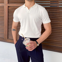 Herren Sommer-Poloshirt mit V-Ausschnitt | Kurzarm – Weiß