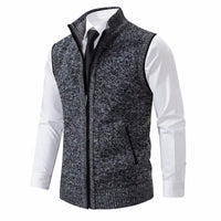 Elias | Herren Strickfleece-Cardigan ärmellos Reißverschluss – Dunkelgrau