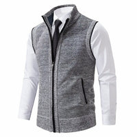 Elias | Herren Strickfleece-Cardigan ärmellos Reißverschluss – Hellgrau