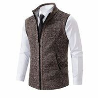 Elias | Herren Strickfleece-Cardigan ärmellos Reißverschluss – Braun
