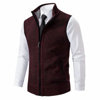 Elias | Herren Strickfleece-Cardigan ärmellos Reißverschluss – Rot
