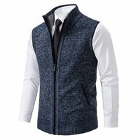 Elias | Herren Strickfleece-Cardigan ärmellos Reißverschluss – Blau