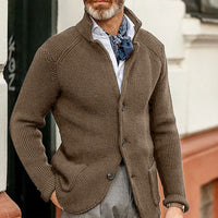 Stefan | Herren Strickjacke Cardigan mit Knopfleiste in Waffeloptik – Braun