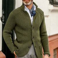 Stefan | Herren Strickjacke Cardigan mit Knopfleiste in Waffeloptik – Grün