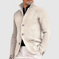 Stefan | Herren Strickjacke Cardigan mit Knopfleiste in Waffeloptik – Weiß