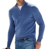 Dominik | Herren Strickpullover mit Halbem Reißverschluss – Blau