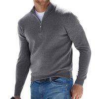 Dominik | Herren Strickpullover mit Halbem Reißverschluss – Grau