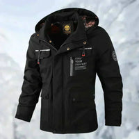 Maximilian | Herren Wasserdichte Steppjacke mit Kapuze Winddichte Outdoorjacke – Schwarz