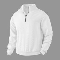 Andreas | Herren Zopfstrick Pullover mit Reißverschluss – Weiß