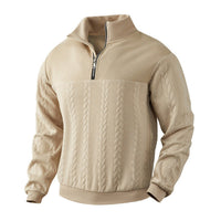 Andreas | Herren Zopfstrick Pullover mit Reißverschluss – Beige