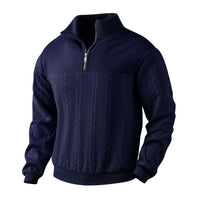 Andreas | Herren Zopfstrick Pullover mit Reißverschluss – Marine