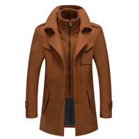 Lukas | Herren Zweiteiliger Wollmantel Slim-Fit Wintermantel mit Strickkragen – Braun